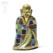 Buda antiguo de bronce y esmalte - 8