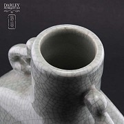 Jarrón/Petaca verde de cerámica, S.XX - 4