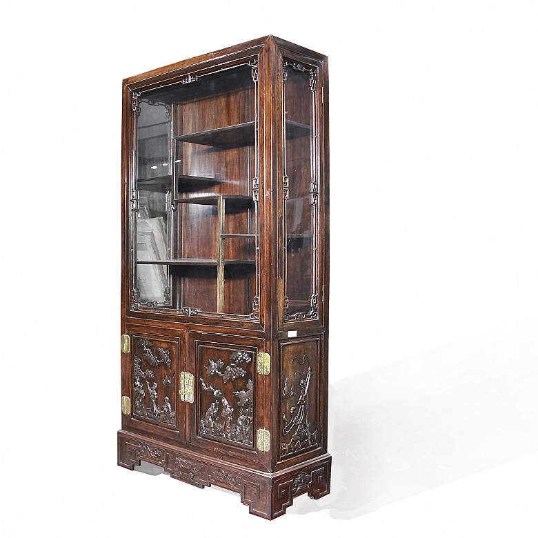 Hongmu wooden sideboard-display cabinet, early 20th century