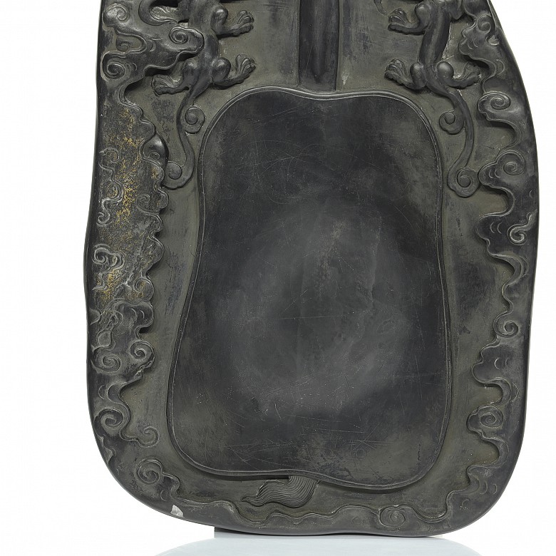 Carved stone painting palette, Qing dynasty. - 3