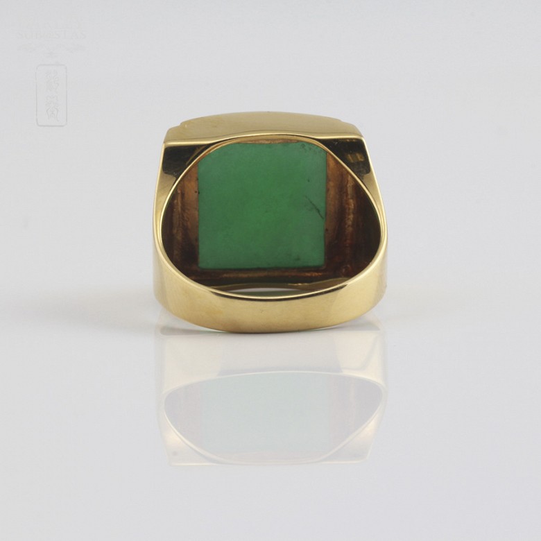 Ring Natural jade in yellow gold - 3