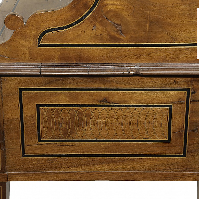 Wooden writing desk with marquetry, Charles IV style, 20th century