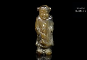 Botella de rapé con forma de niña, China, dinastía Qing.