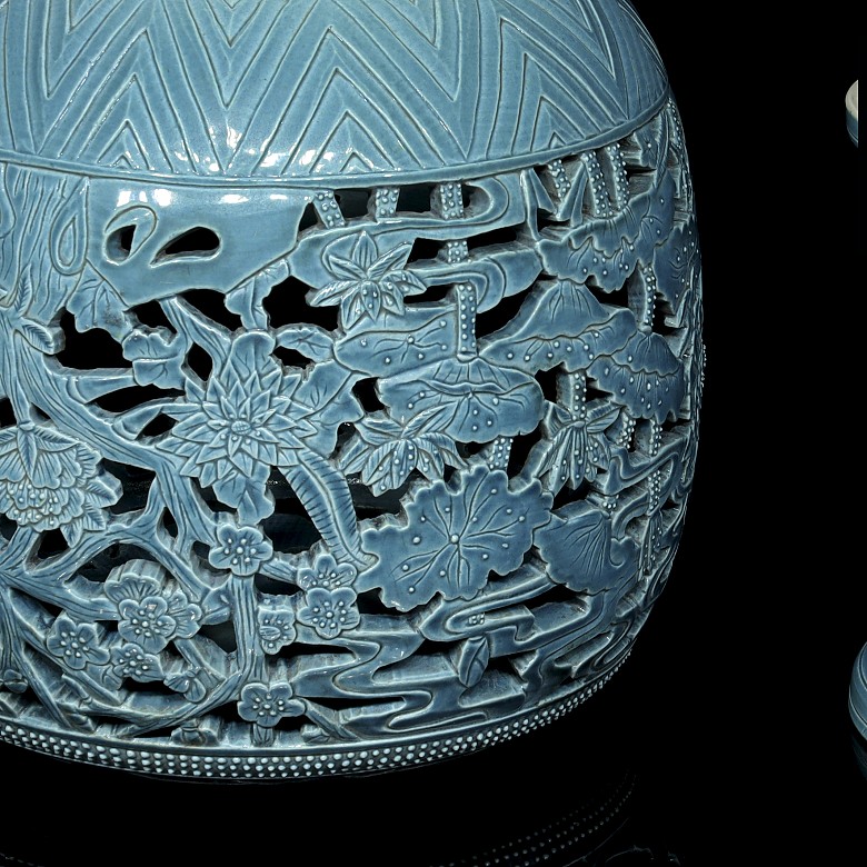 Lámpara de porcelana vidriada, S.XX
