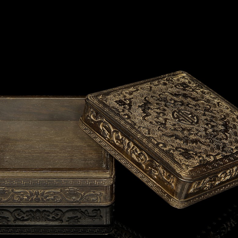 Caja de madera tallada, dinastía Qing - 5