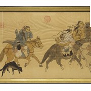 Cuadro chino pintado en tela, S.XX - 1