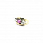Ruby and diamond ring in 18k yellow gold