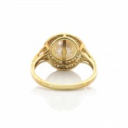 18k yellow gold ring with pearl and diamonds - 3