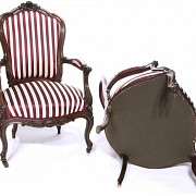 Pair of stamped armchairs 