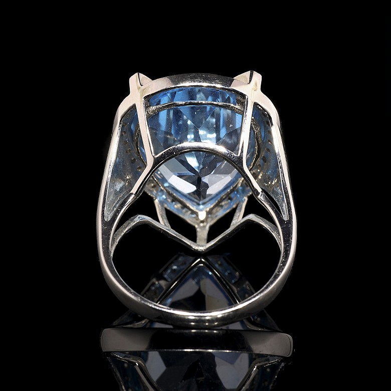 Ring in 18k white gold with topaz and diamonds - 4
