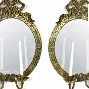 Pareja de espejos ovales con marco de bronce, S.XX - 2