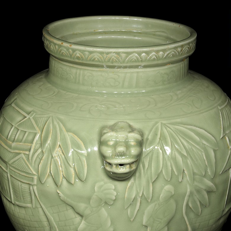 Jarrón de balaustre en cerámica vidriada, S.XX - 2