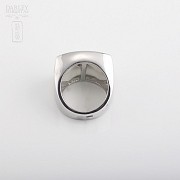Rhodium silver ring with porcelain - 2