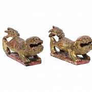 Pair of wooden lions, Indonesia, 20th century