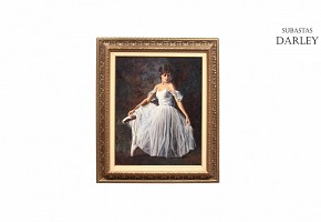 何塞·路易斯·吉納（JoséLuísGiner）的繪畫（20世紀）“ Dancer”油畫在畫布上。簽名。