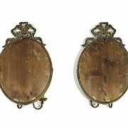Pair of oval mirrors with bronze frame, 20th century - 4