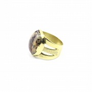 18k yellow gold ring with one agate - 1