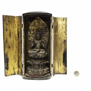 Japanese Buddha, with wooden niche, 19th century - 4