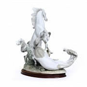 Group of horses in porcelain by Lladró, 20th century.