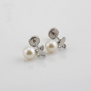 Earrings in 18k white gold baby pearl - 1