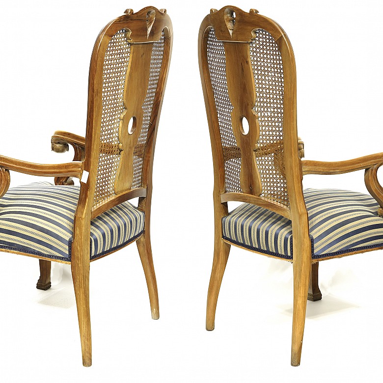 Pair of armchairs, Queen Anne style, 20th century - 2