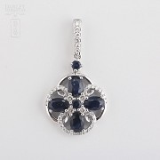 Pendant  sapphire2 .85cts and diamond  in white gold