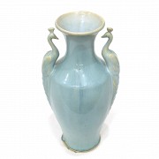 Vase with phoenix handles and blue glaze, Korea.
