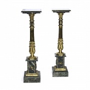 Pair of green marble pedestals, 20th century