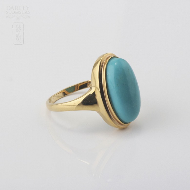 Ring with Turquoise in Yellow Gold 18K - 1