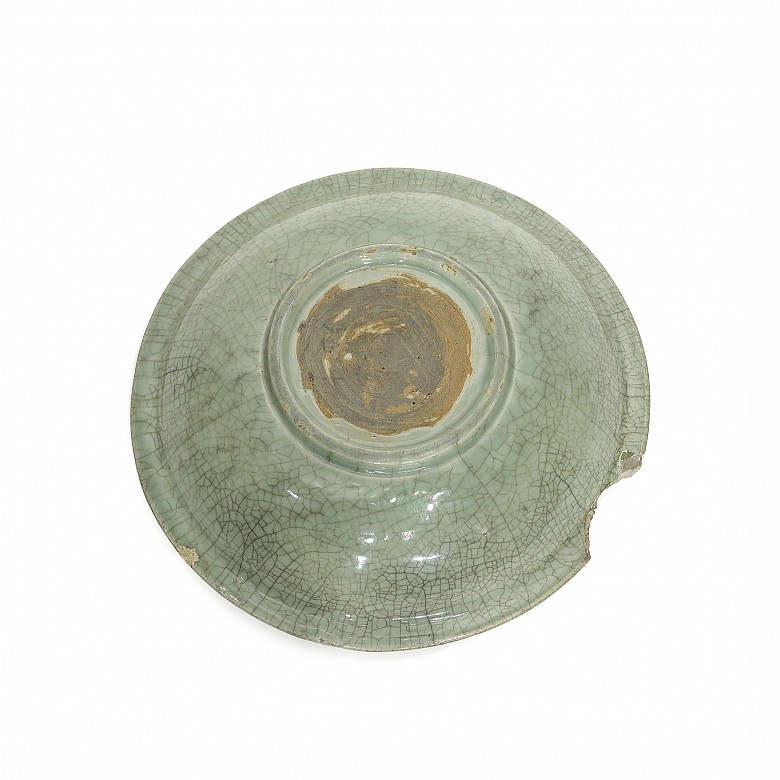 Gran plato vidriado en verde, Longquanyao, China, S.XIX - 5