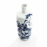 Jarrón de porcelana china, azul y blanco, s.XX