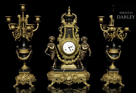 Reloj con guarnición, estilo Luis XVI, S.XX