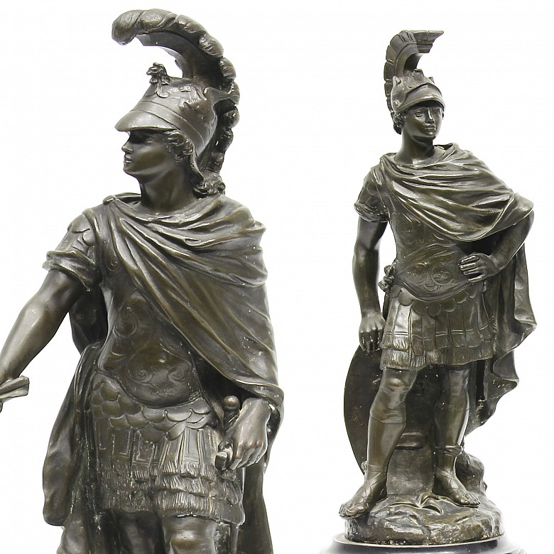 Pareja de legionarios romanos de bronce.