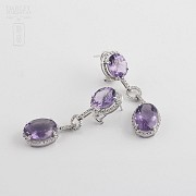 Earrings Amethyst 14,63cts and Diamond0.41cts in White Gold - 2