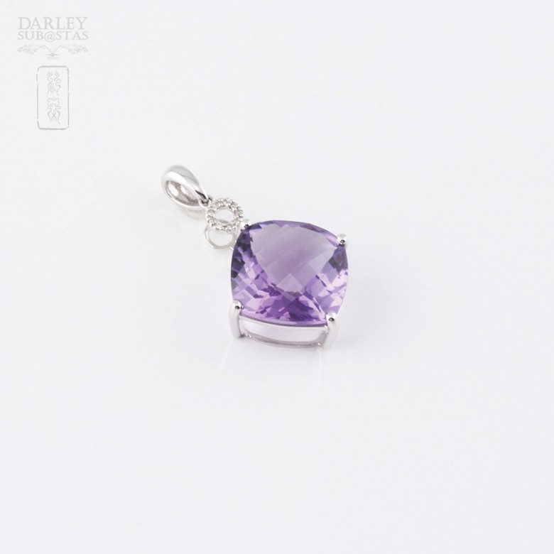 Pendant with 9.35cts amethyst and diamonds 18k White Gold - 3