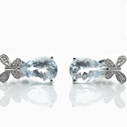 Earrings in 18k white gold with aquamarines - 1