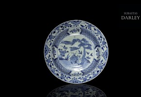 Plato de porcelana, azul y blanco, Compañía de Indias