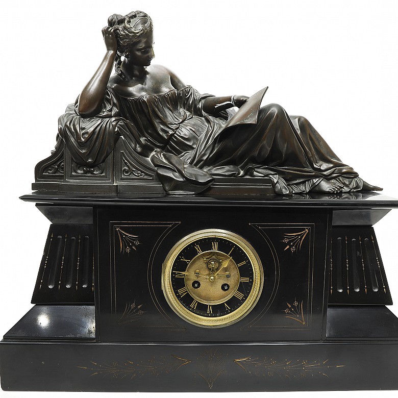 Table clock with harness, Napoleon III. France, 19th century