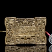 Placa de madera Chenxiangmu y aguamarina, Dinastía Qing