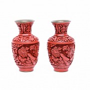Pair of small lacquer vases, 20th century