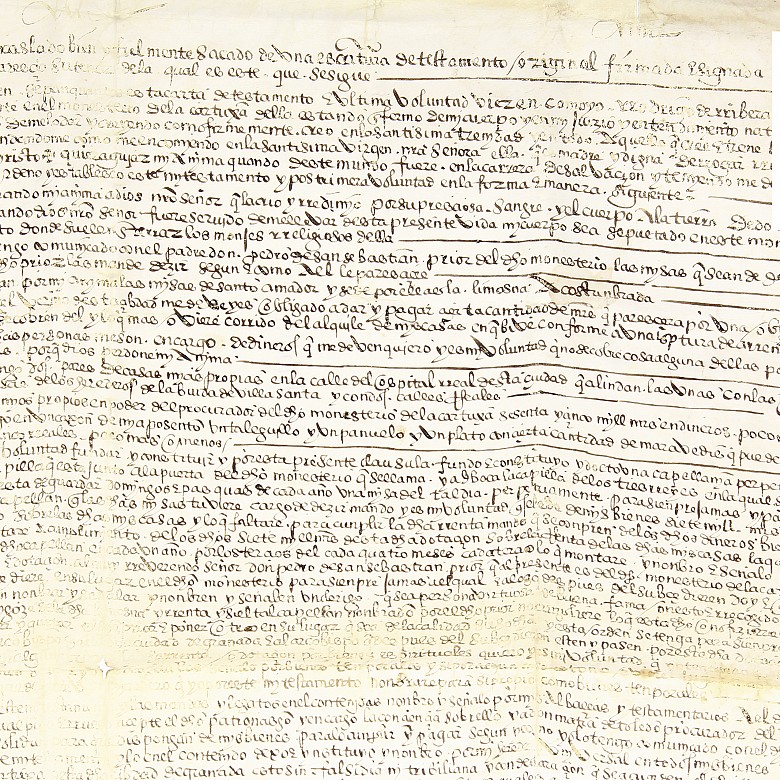 Ribera's testament, 19th century handwritten document