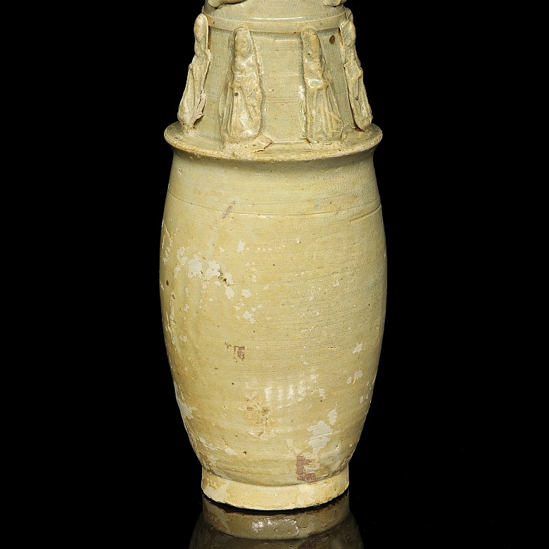 Glazed ceramic funeral urn or vase with lid, Song Dynasty - 4