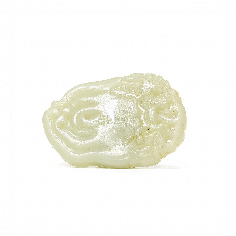 Celadon jade plaque, Qing dynasty. - 4