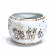Vasija de porcelana esmaltada con dioses budistas, s.XX
