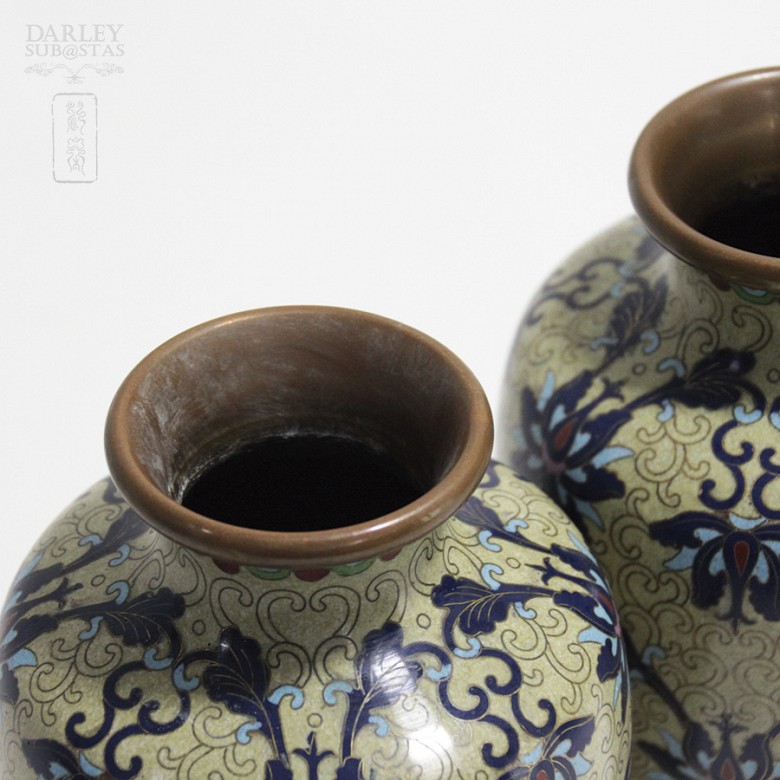 Nice couple of cloisonne vases - 4
