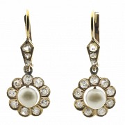 18k yellow gold, diamonds and pearls Earrings