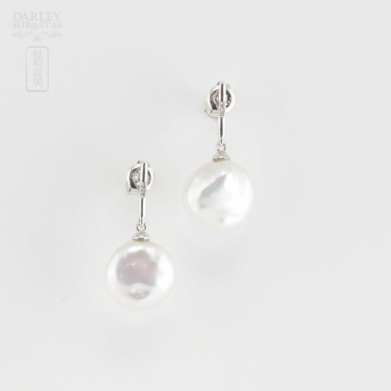 Sencillos pendientes perla barroca y diamantes - 4