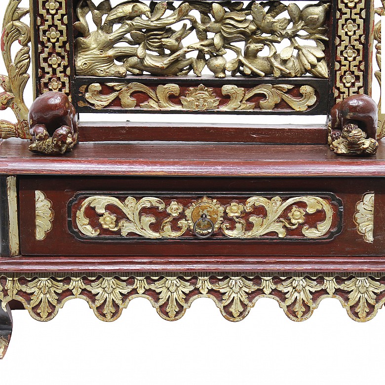 Joyero chino de madera tallada y policromada, China, s.XX - 3