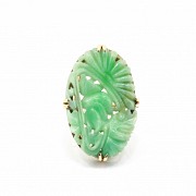Ring with carved jade and 14k gold.