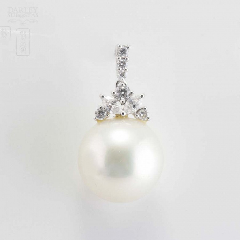 Colgante oro 18k con perla australiana y diamantes - 4